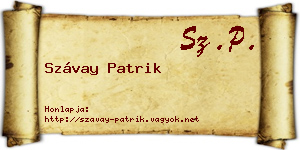 Szávay Patrik névjegykártya