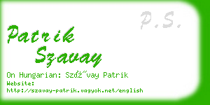 patrik szavay business card